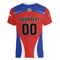 Custom Football Chile Football Women V-Neck T-Shirt La Roja Go Champions