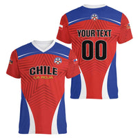 Custom Football Chile Football Women V-Neck T-Shirt La Roja Go Champions