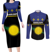 Guadeloupe Couples Matching Long Sleeve Bodycon Dress and Long Sleeve Button Shirt Rejyon Gwadloup Black Version