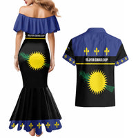 Guadeloupe Couples Matching Mermaid Dress and Hawaiian Shirt Rejyon Gwadloup Black Version