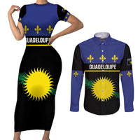 Guadeloupe Couples Matching Short Sleeve Bodycon Dress and Long Sleeve Button Shirt Rejyon Gwadloup Black Version