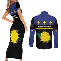 Guadeloupe Couples Matching Short Sleeve Bodycon Dress and Long Sleeve Button Shirt Rejyon Gwadloup Black Version