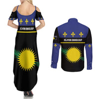 Guadeloupe Couples Matching Summer Maxi Dress and Long Sleeve Button Shirt Rejyon Gwadloup Black Version