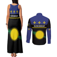 Guadeloupe Couples Matching Tank Maxi Dress and Long Sleeve Button Shirt Rejyon Gwadloup Black Version