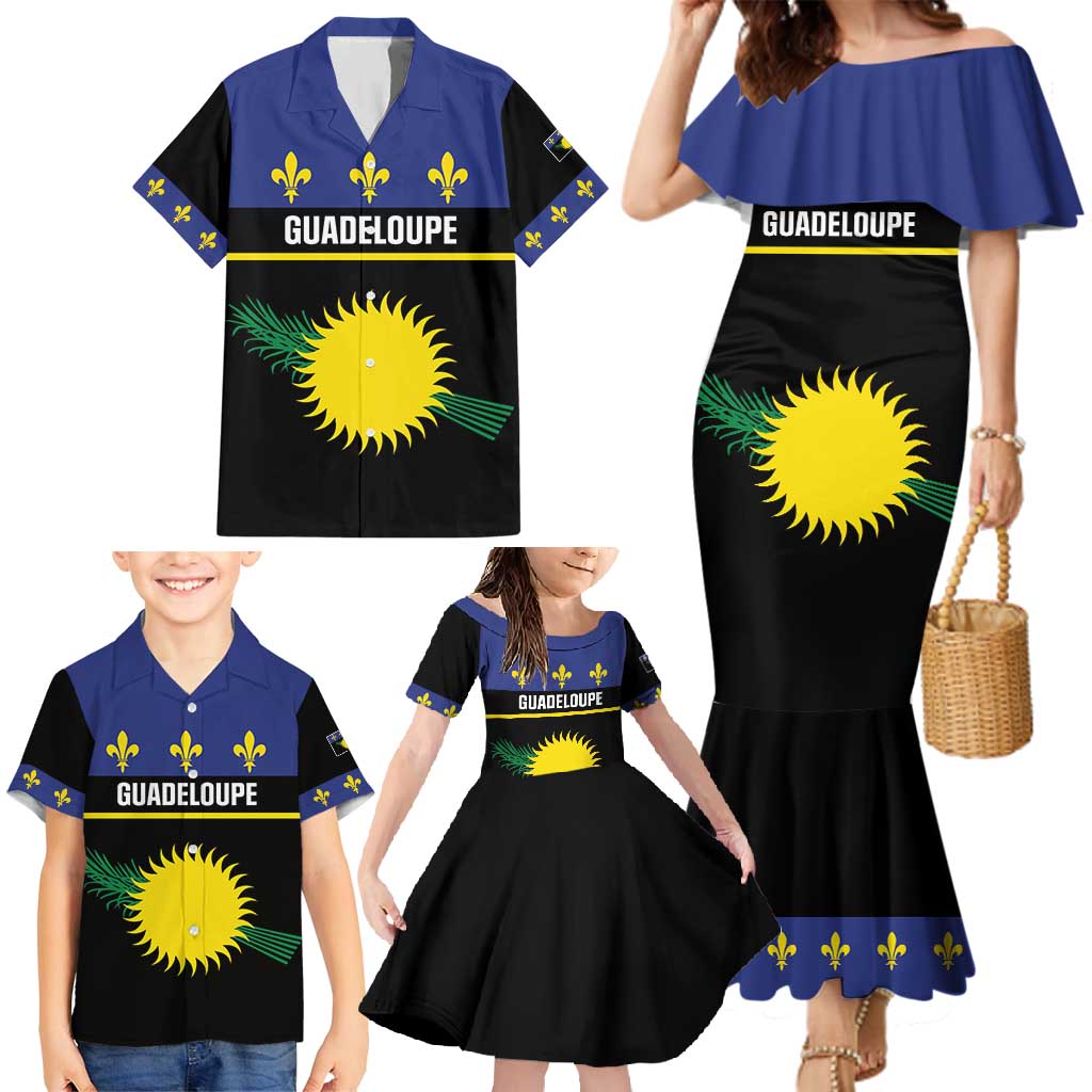 Guadeloupe Family Matching Mermaid Dress and Hawaiian Shirt Rejyon Gwadloup Black Version