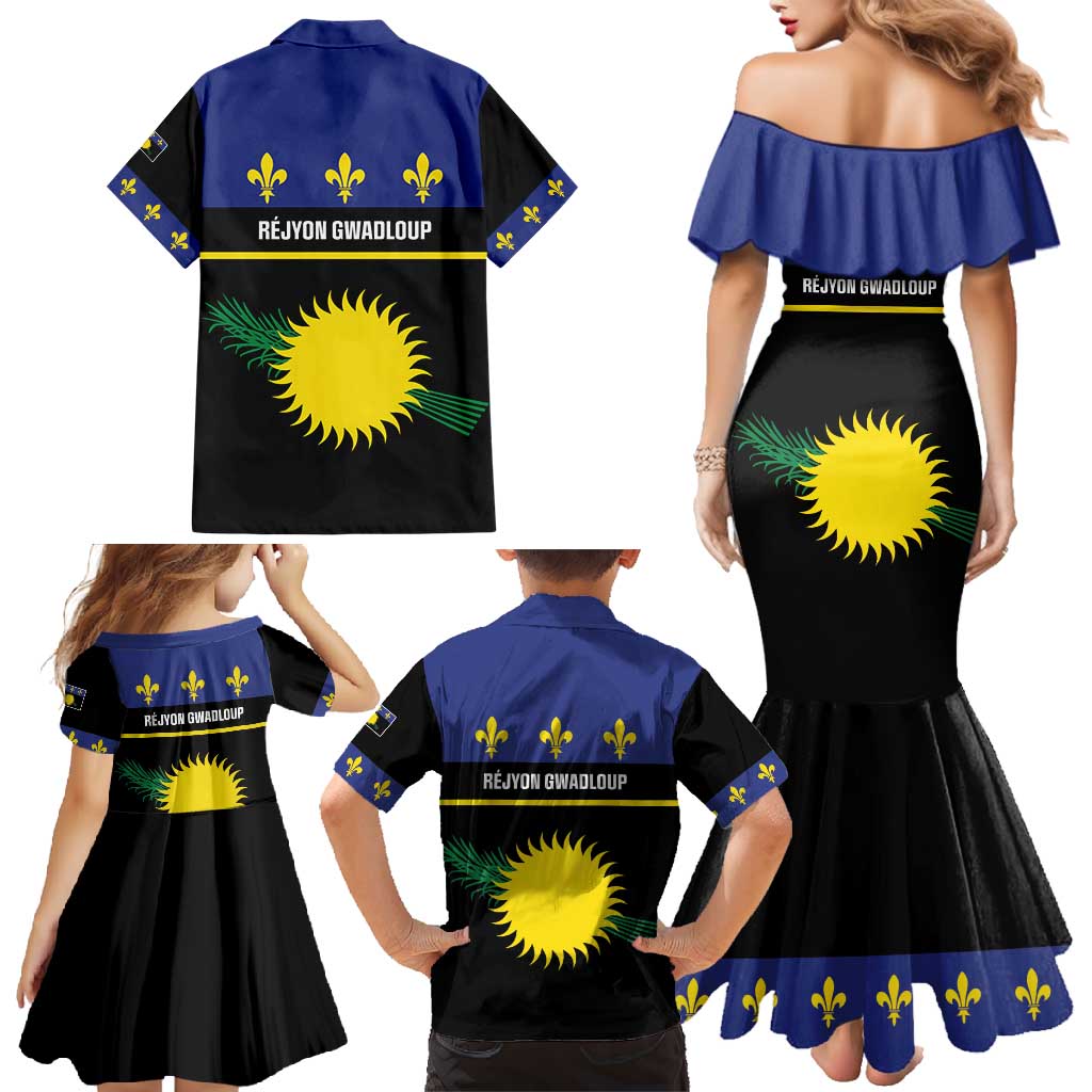 Guadeloupe Family Matching Mermaid Dress and Hawaiian Shirt Rejyon Gwadloup Black Version
