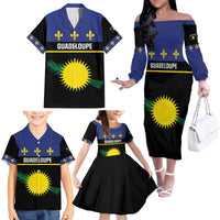 Guadeloupe Family Matching Off The Shoulder Long Sleeve Dress and Hawaiian Shirt Rejyon Gwadloup Black Version