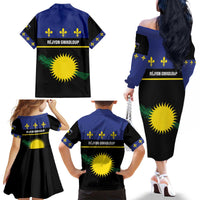 Guadeloupe Family Matching Off The Shoulder Long Sleeve Dress and Hawaiian Shirt Rejyon Gwadloup Black Version