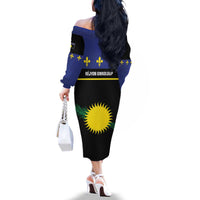 Guadeloupe Family Matching Off The Shoulder Long Sleeve Dress and Hawaiian Shirt Rejyon Gwadloup Black Version