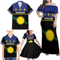 Guadeloupe Family Matching Off Shoulder Maxi Dress and Hawaiian Shirt Rejyon Gwadloup Black Version
