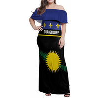 Guadeloupe Family Matching Off Shoulder Maxi Dress and Hawaiian Shirt Rejyon Gwadloup Black Version