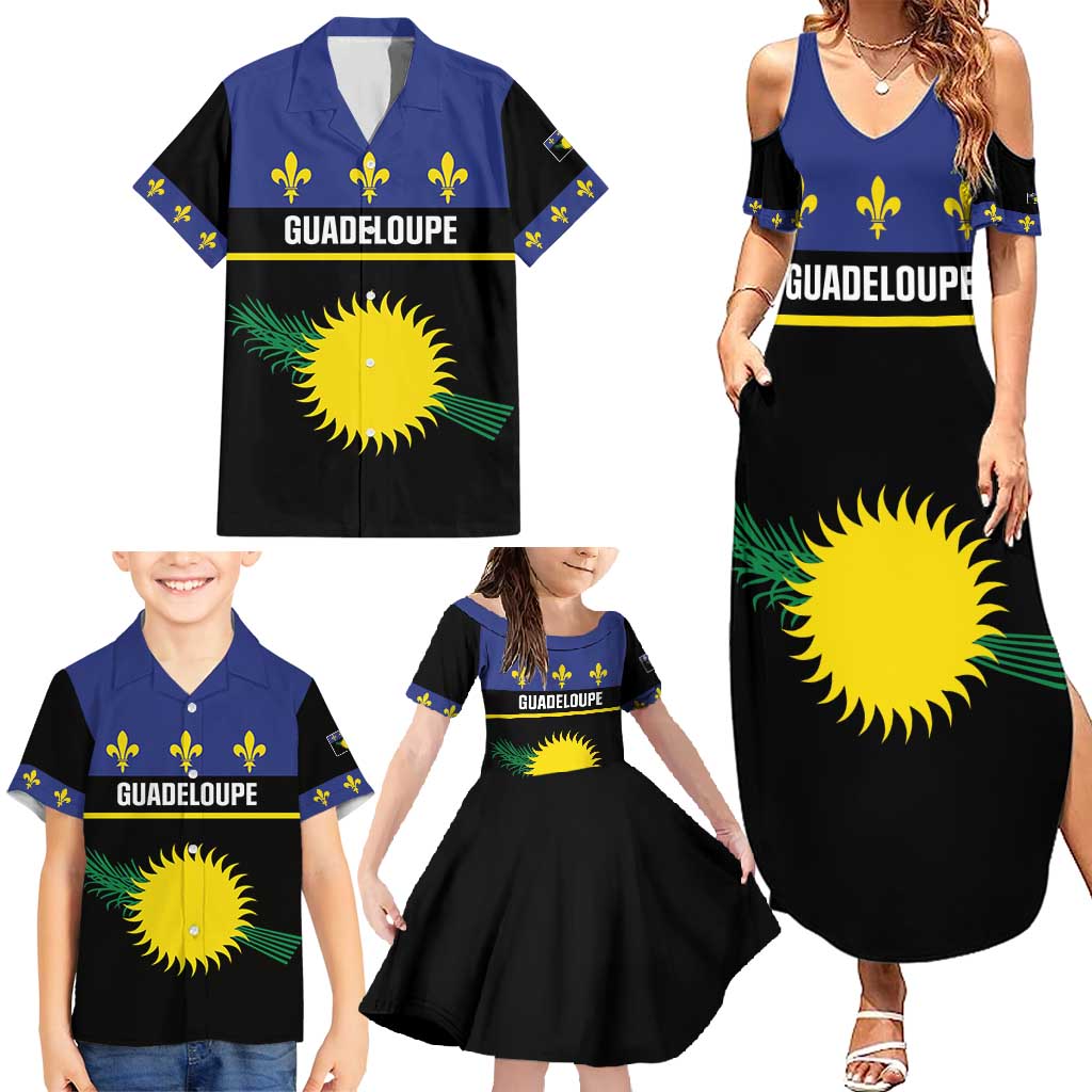 Guadeloupe Family Matching Summer Maxi Dress and Hawaiian Shirt Rejyon Gwadloup Black Version