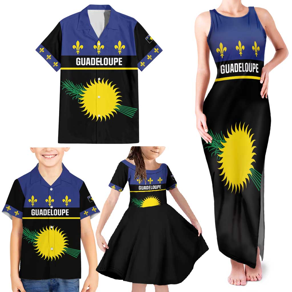 Guadeloupe Family Matching Tank Maxi Dress and Hawaiian Shirt Rejyon Gwadloup Black Version
