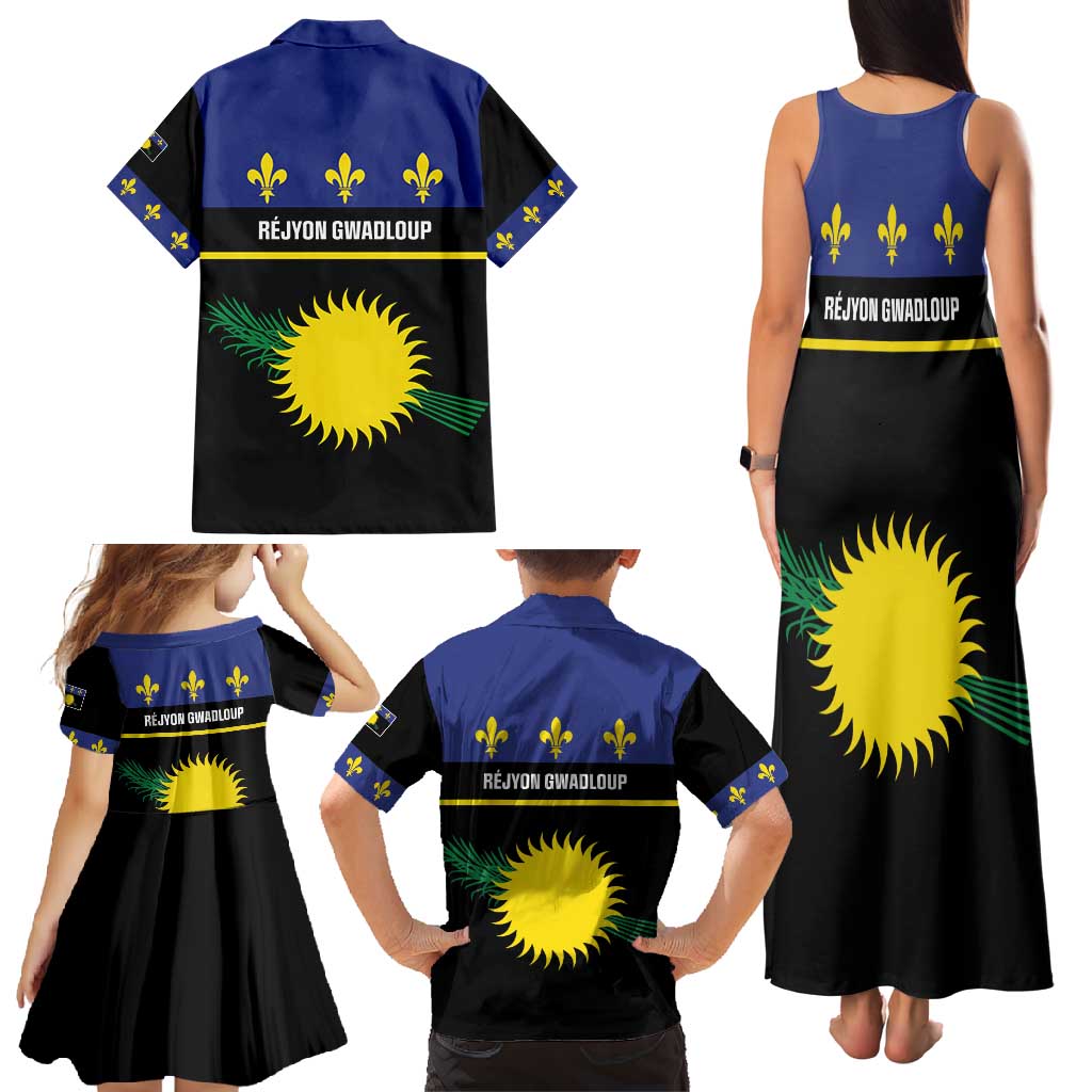 Guadeloupe Family Matching Tank Maxi Dress and Hawaiian Shirt Rejyon Gwadloup Black Version