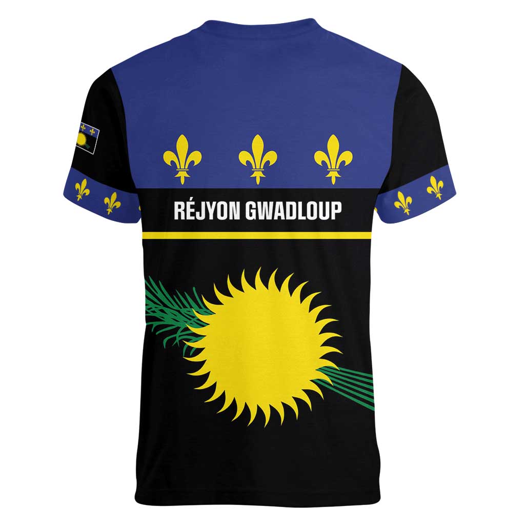 Guadeloupe Women V-Neck T-Shirt Rejyon Gwadloup Black Version