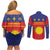 Guadeloupe Couples Matching Off Shoulder Short Dress and Long Sleeve Button Shirt Rejyon Gwadloup Red Version