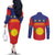 Guadeloupe Couples Matching Off The Shoulder Long Sleeve Dress and Long Sleeve Button Shirt Rejyon Gwadloup Red Version
