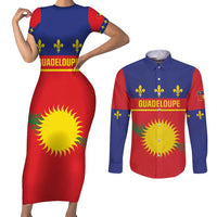 Guadeloupe Couples Matching Short Sleeve Bodycon Dress and Long Sleeve Button Shirt Rejyon Gwadloup Red Version