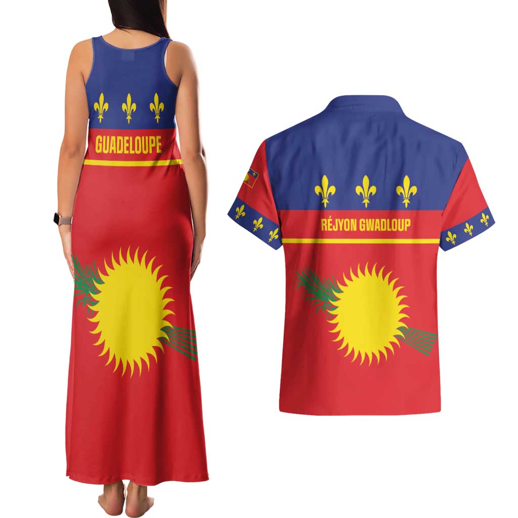 Guadeloupe Couples Matching Tank Maxi Dress and Hawaiian Shirt Rejyon Gwadloup Red Version
