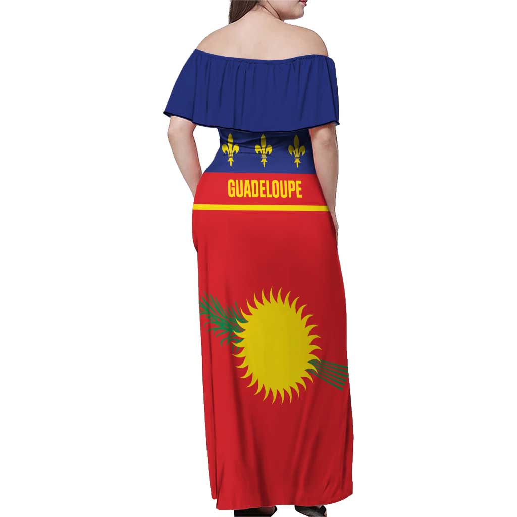 Guadeloupe Family Matching Off Shoulder Maxi Dress and Hawaiian Shirt Rejyon Gwadloup Red Version