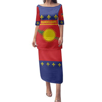 Guadeloupe Family Matching Puletasi and Hawaiian Shirt Rejyon Gwadloup Red Version