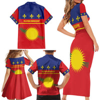 Guadeloupe Family Matching Short Sleeve Bodycon Dress and Hawaiian Shirt Rejyon Gwadloup Red Version