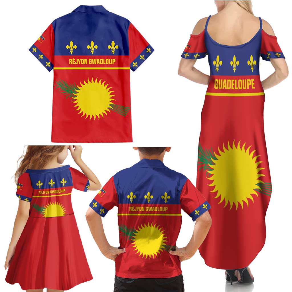 Guadeloupe Family Matching Summer Maxi Dress and Hawaiian Shirt Rejyon Gwadloup Red Version