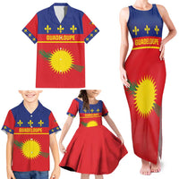Guadeloupe Family Matching Tank Maxi Dress and Hawaiian Shirt Rejyon Gwadloup Red Version