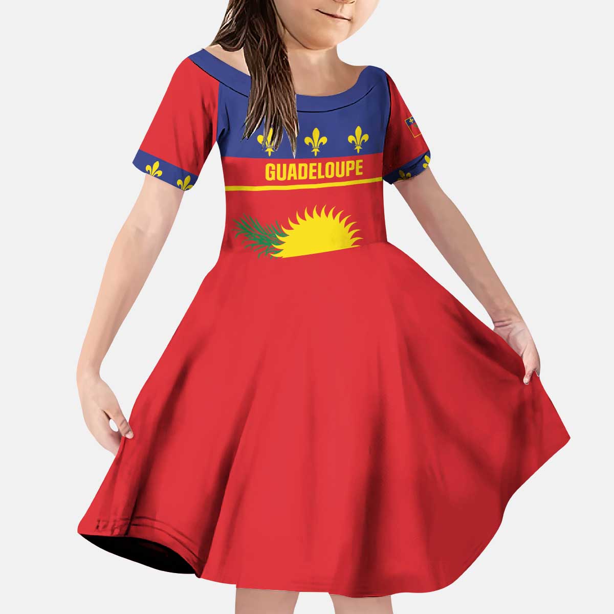 Guadeloupe Kid Short Sleeve Dress Rejyon Gwadloup Red Version