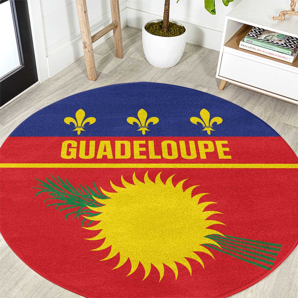 Guadeloupe Round Carpet Rejyon Gwadloup Red Version