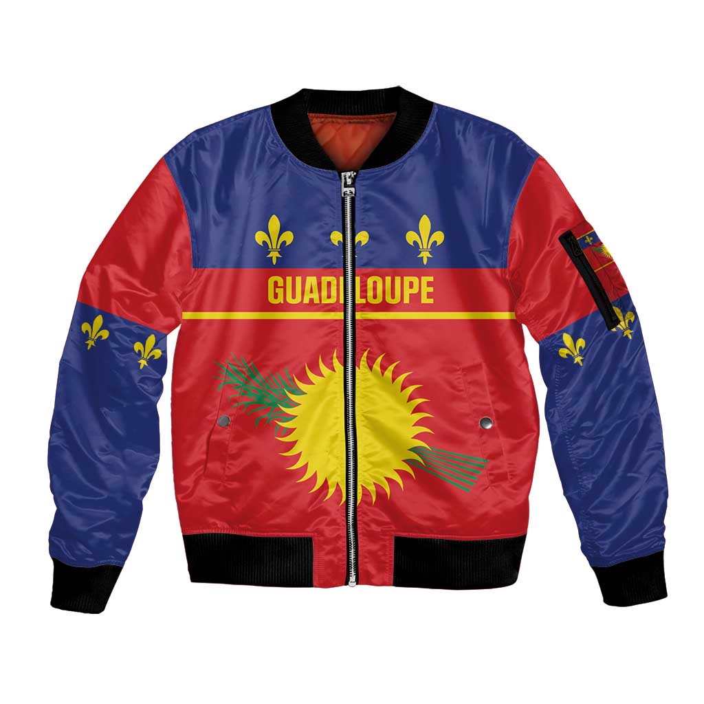Guadeloupe Sleeve Zip Bomber Jacket Rejyon Gwadloup Red Version