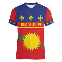 Guadeloupe Women V-Neck T-Shirt Rejyon Gwadloup Red Version