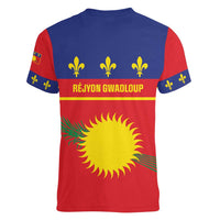 Guadeloupe Women V-Neck T-Shirt Rejyon Gwadloup Red Version