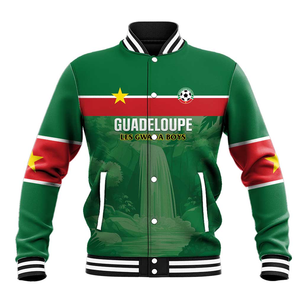 Custom Football Guadeloupe Green Baseball Jacket Les Gwada Boy Go Champions
