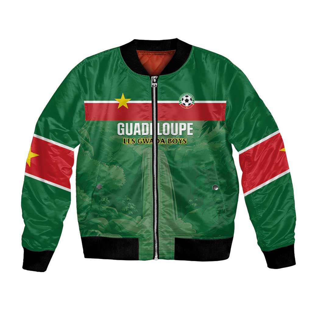 Custom Football Guadeloupe Green Bomber Jacket Les Gwada Boy Go Champions