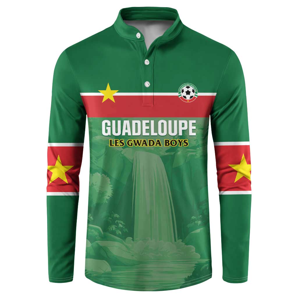Custom Football Guadeloupe Green Button Sweatshirt Les Gwada Boy Go Champions