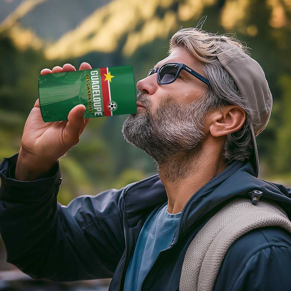 Custom Football Guadeloupe Green 4 in 1 Can Cooler Tumbler Les Gwada Boy Go Champions