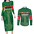 Custom Football Guadeloupe Green Couples Matching Long Sleeve Bodycon Dress and Long Sleeve Button Shirt Les Gwada Boy Go Champions