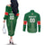 Custom Football Guadeloupe Green Couples Matching Off The Shoulder Long Sleeve Dress and Long Sleeve Button Shirt Les Gwada Boy Go Champions