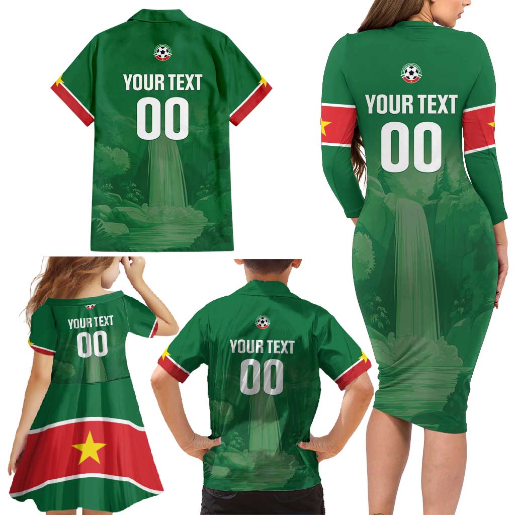 Custom Football Guadeloupe Green Family Matching Long Sleeve Bodycon Dress and Hawaiian Shirt Les Gwada Boy Go Champions