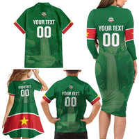 Custom Football Guadeloupe Green Family Matching Long Sleeve Bodycon Dress and Hawaiian Shirt Les Gwada Boy Go Champions
