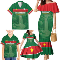 Custom Football Guadeloupe Green Family Matching Mermaid Dress and Hawaiian Shirt Les Gwada Boy Go Champions