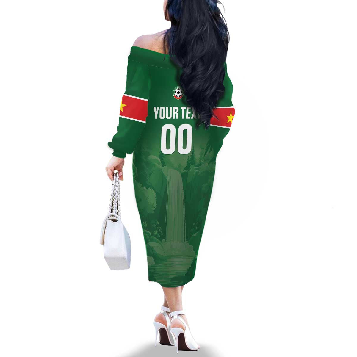 Custom Football Guadeloupe Green Family Matching Off The Shoulder Long Sleeve Dress and Hawaiian Shirt Les Gwada Boy Go Champions