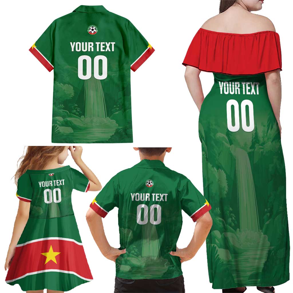 Custom Football Guadeloupe Green Family Matching Off Shoulder Maxi Dress and Hawaiian Shirt Les Gwada Boy Go Champions