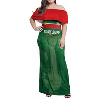 Custom Football Guadeloupe Green Family Matching Off Shoulder Maxi Dress and Hawaiian Shirt Les Gwada Boy Go Champions