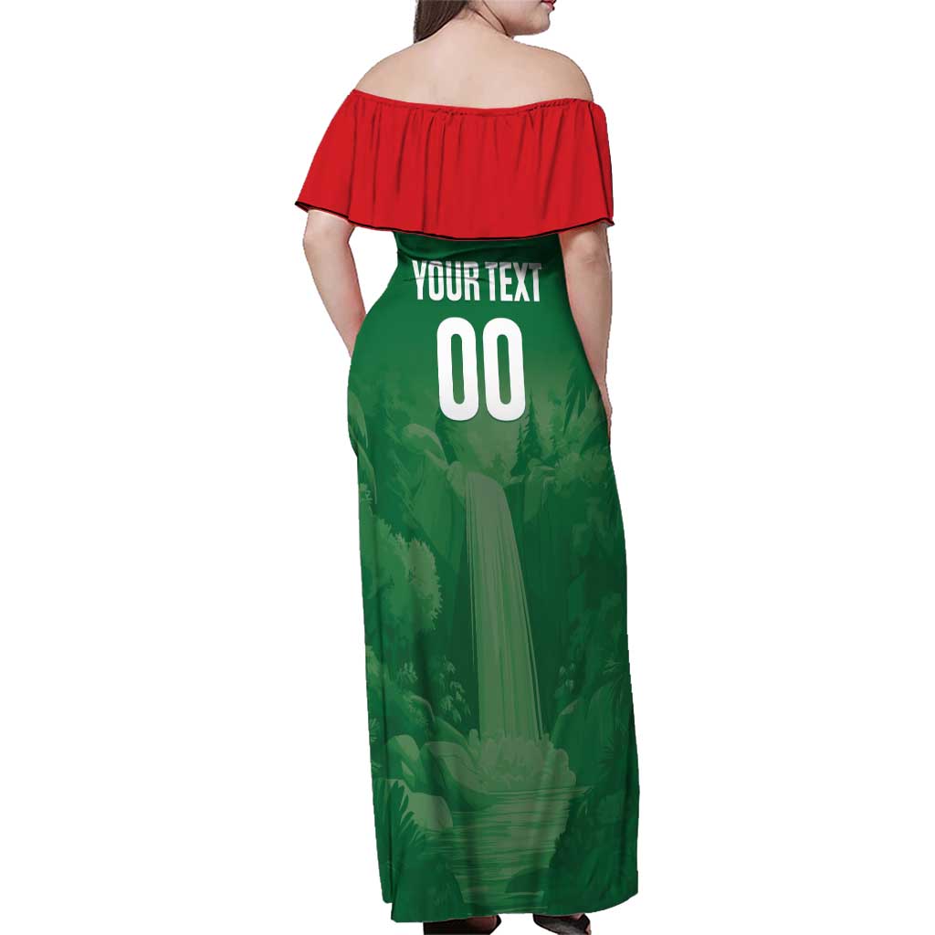 Custom Football Guadeloupe Green Family Matching Off Shoulder Maxi Dress and Hawaiian Shirt Les Gwada Boy Go Champions