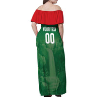 Custom Football Guadeloupe Green Family Matching Off Shoulder Maxi Dress and Hawaiian Shirt Les Gwada Boy Go Champions