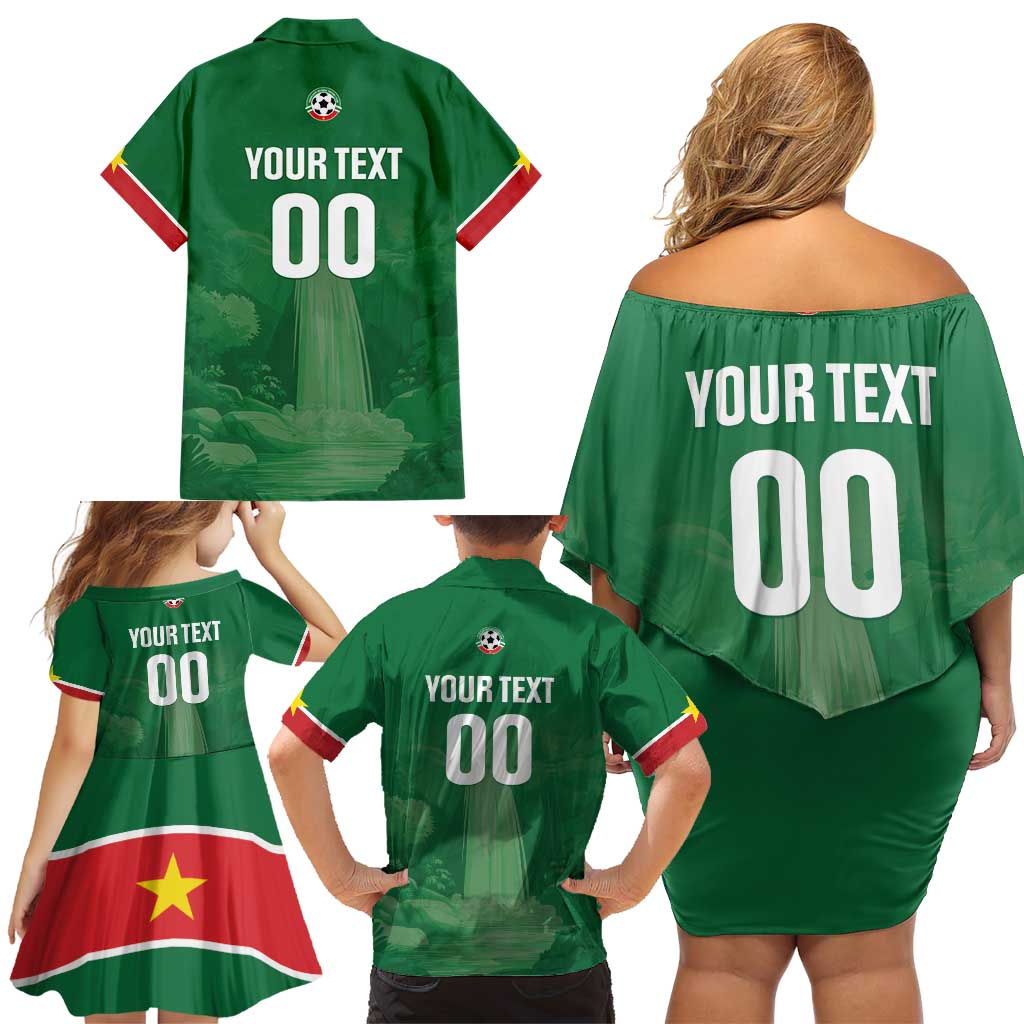 Custom Football Guadeloupe Green Family Matching Off Shoulder Short Dress and Hawaiian Shirt Les Gwada Boy Go Champions