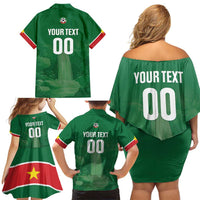 Custom Football Guadeloupe Green Family Matching Off Shoulder Short Dress and Hawaiian Shirt Les Gwada Boy Go Champions