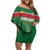 Custom Football Guadeloupe Green Family Matching Off Shoulder Short Dress and Hawaiian Shirt Les Gwada Boy Go Champions